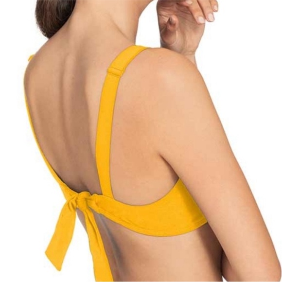 Robin Piccone Ava Scoop Neck Bikini Top in Marigold Yellow SZ S NWOT - Picture 2 of 5